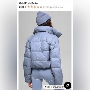 Alo Gold Rush cropped puffy baby blue jacket size small
